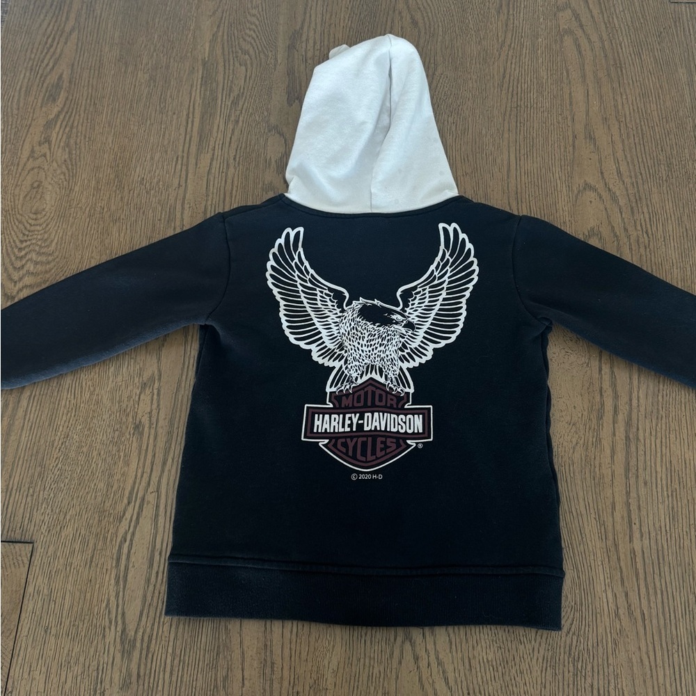 Harley Davidson Kids Eagle Zip-Up Hoodie – Size 6 Y2K Biker Streetwear
